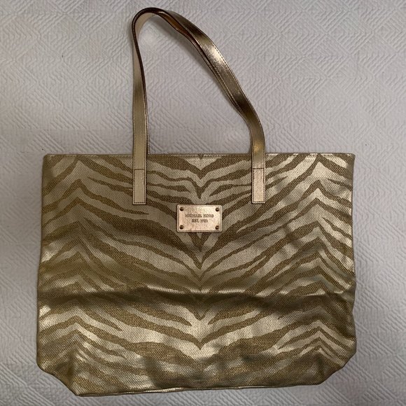 Michael Kors Gold Zebra Print Tote Bag - New w/o tags - Picture 1 of 3
